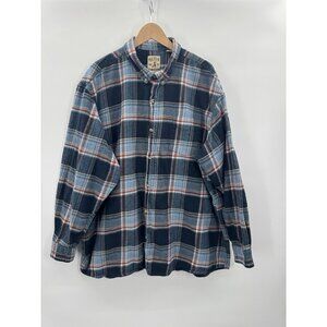 Red Head Men 4XL Blue Plaid Flannel Button Down Shirt Prep Cozy Outdoors Rugged